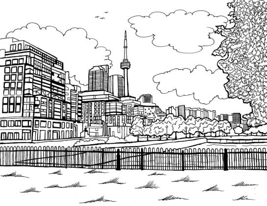 カナダ最大の都市 塗り絵の本 印刷用とオンライン用