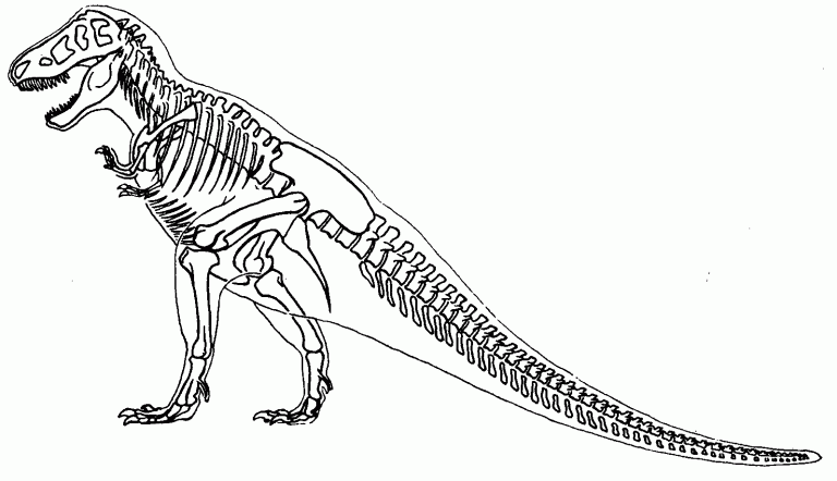 Kolorowanka Tyranozaur ze szkieletem wewnętrznym do druku i online