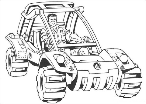 action man színezőkönyv autóval