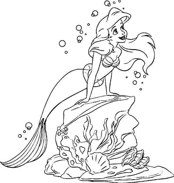 Princezná Ariel rozprávkové maľovanky na vytlačenie
