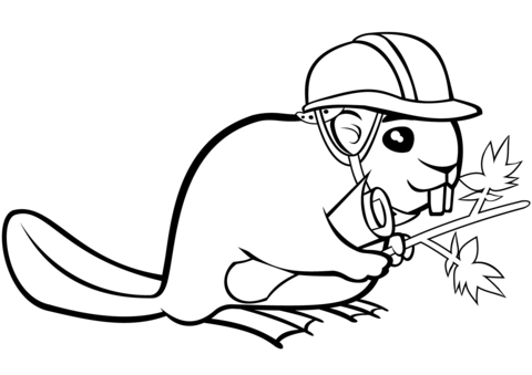 beaver in a helmet picture to print