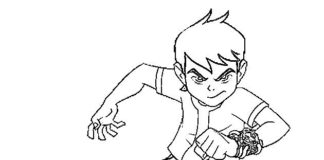 Ben 10 and the watch printable coloring book for boys