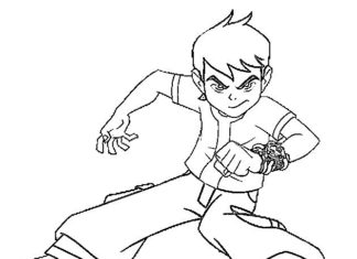 Ben 10 and the watch printable coloring book for boys