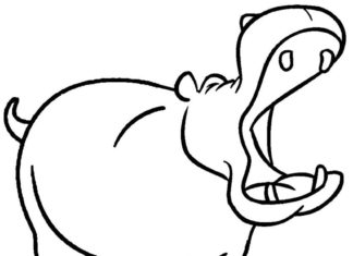 głodny hipopotam obrazek do drukowania