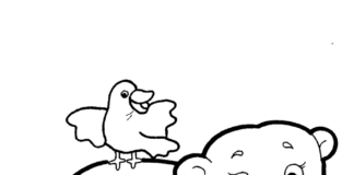 imagen imprimible de un hipopótamo y un pájaro