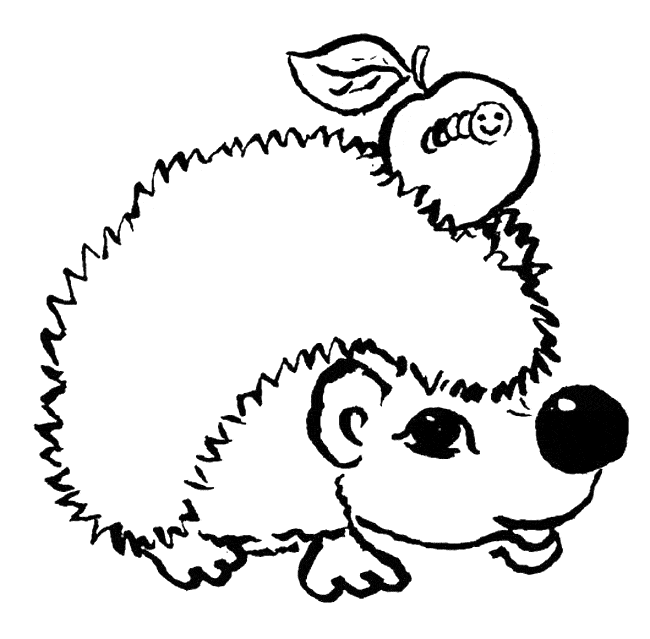 hedgehog and apple printable picture
