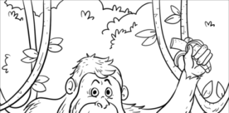 małpka w dżungli obrazek do drukowania