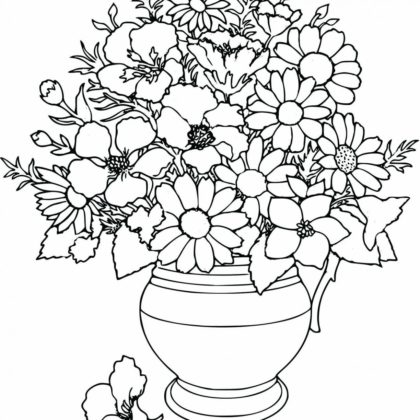 Coloring Book Pitcher with Spring Flowers to print and online