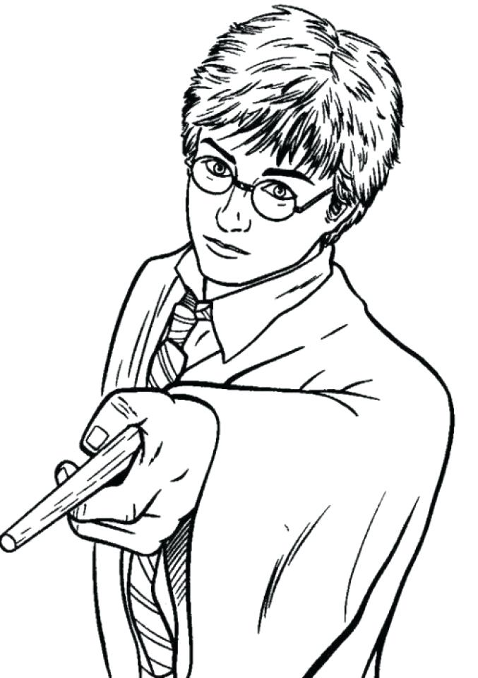 Kolorowanka Harry Potter i jego magiczna różdżka do druku