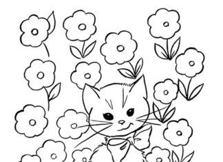 kot w liściach obrazek do drukowania
