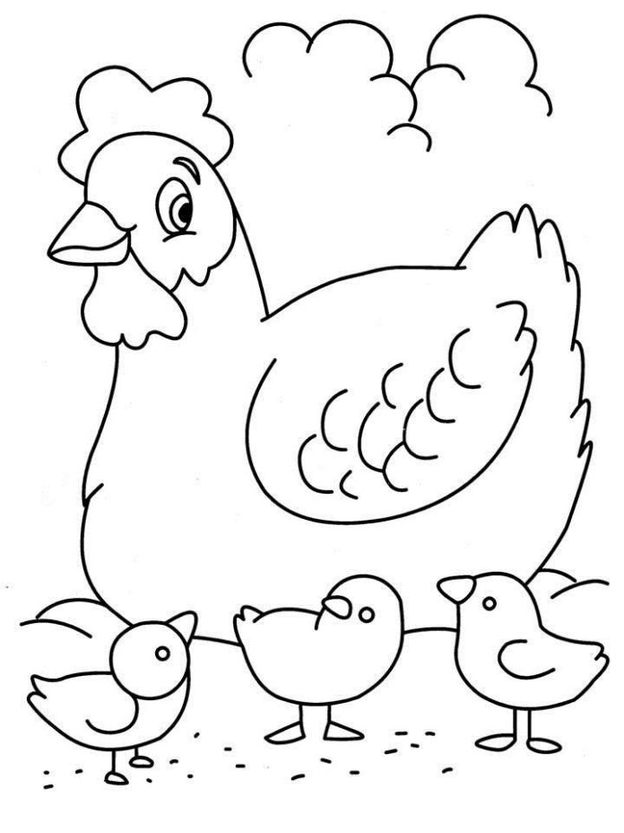 kura i kurczaki obrazek do drukowania