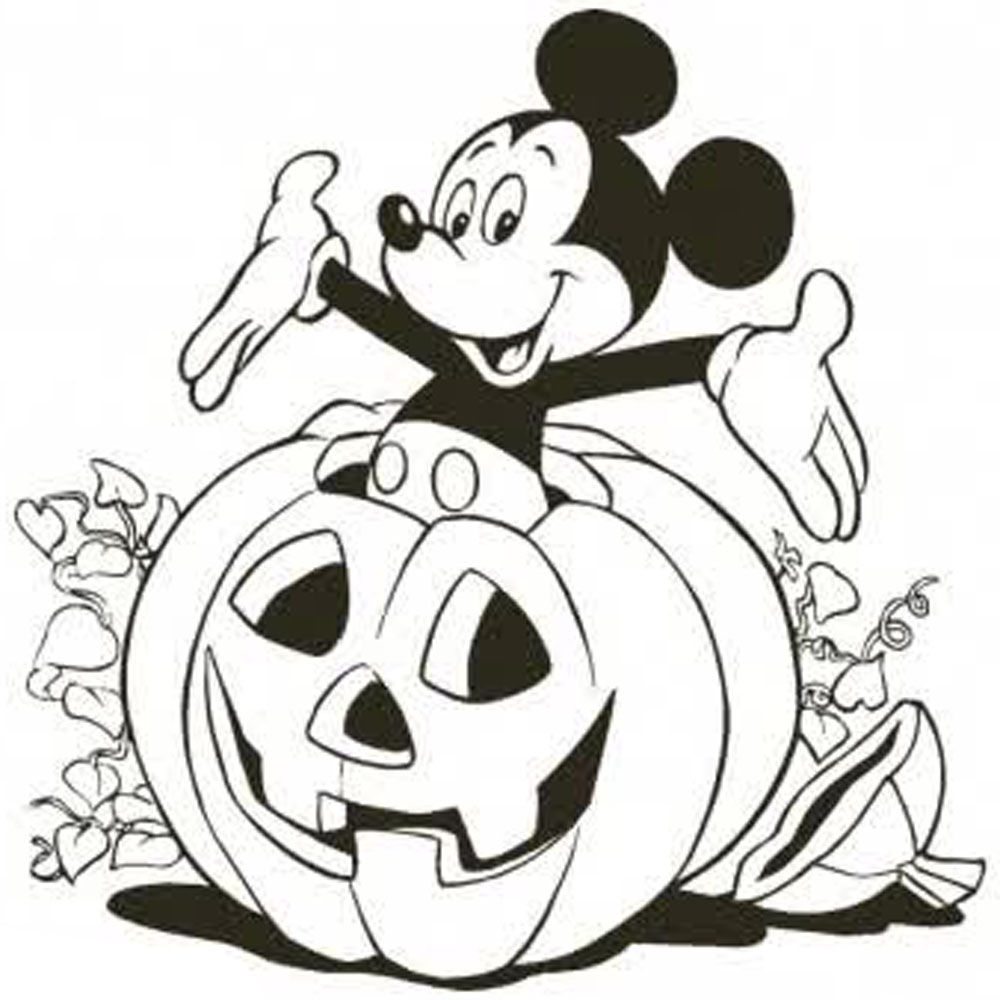 Mickey Mouse and Halloween coloring book to print and online