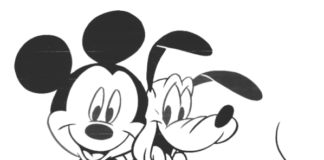 Mickey Mouse a Pluto obrázek k vytisknutí