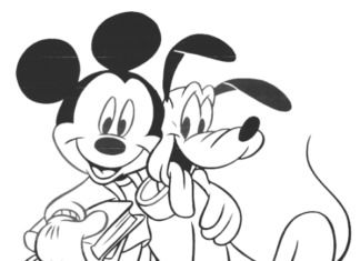 Mickey Mouse a Pluto obrázok na vytlačenie