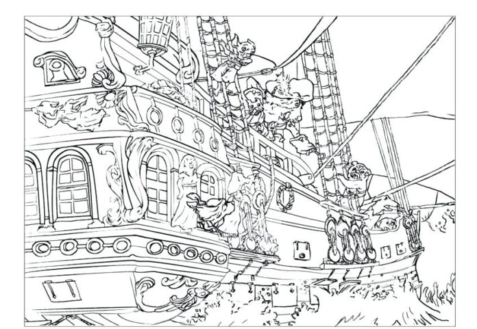 pirátska loď obrázok na vytlačenie