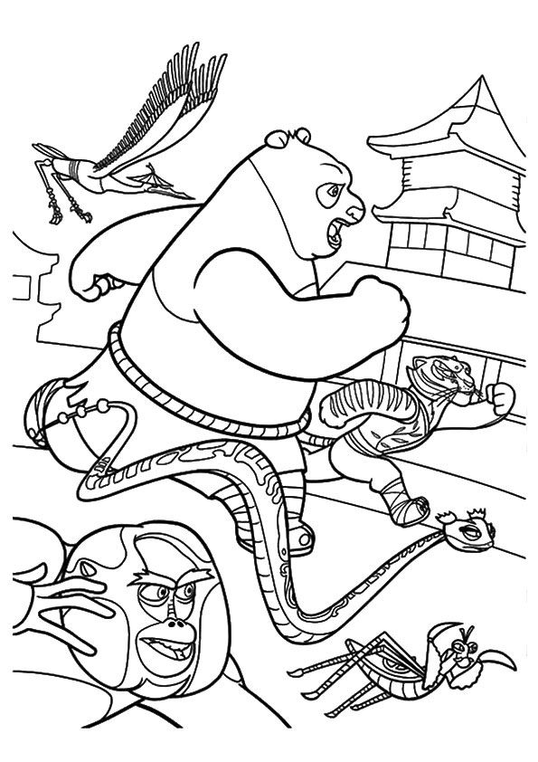 Coloração com Kung Fu Panda colorindo páginas