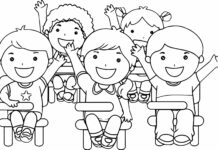 Children at the party printable picture
