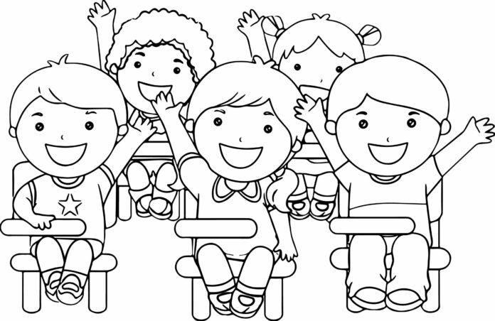 Children at the party printable picture