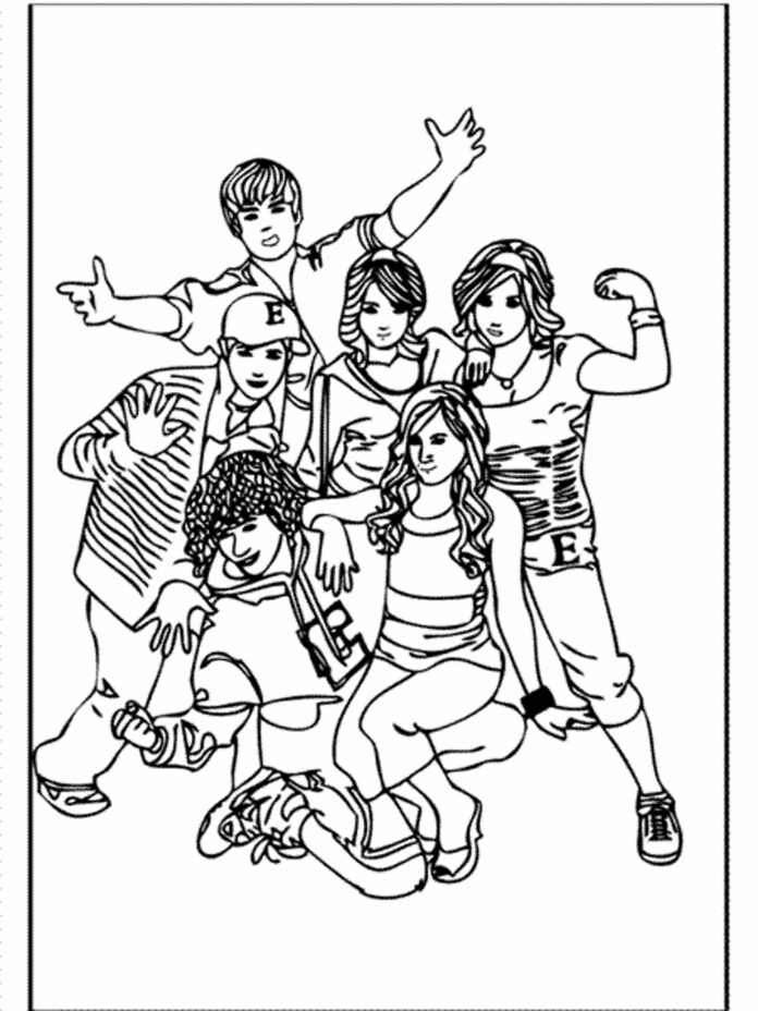 Posádka z High School Musical obrázok na vytlačenie