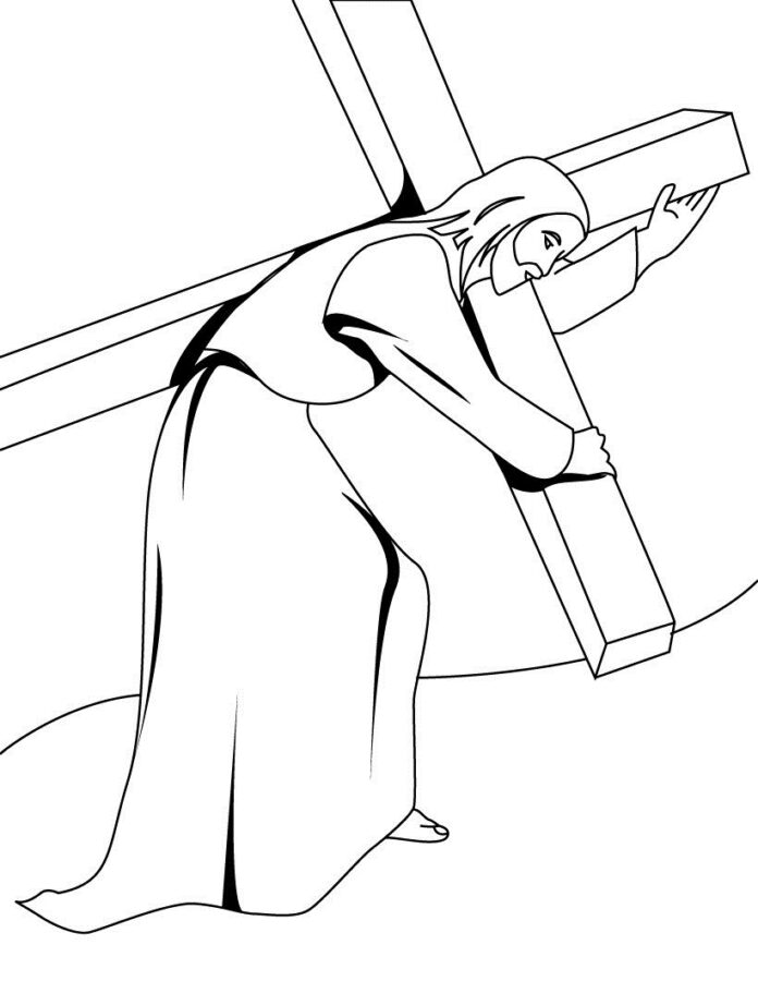 Imagen imprimible de Jesús cargando la cruz
