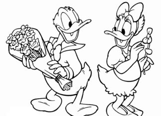 donald duck og daisy printbar billede