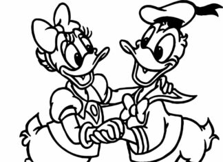 Donald Duck mit Gänseblümchen Bild zum Ausdrucken