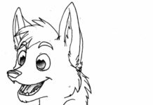 Uśmiechnięty wilk kolorowanka obrazek do drukowania