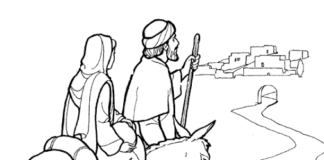Marie, Joseph et l'âne - image à imprimer