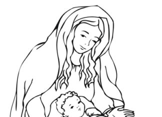 Maria og barnet billede til udskrivning