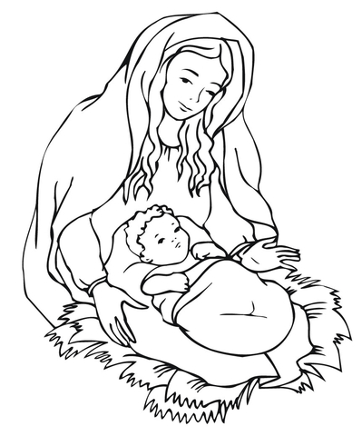 Mária a dieťa obrázok na vytlačenie