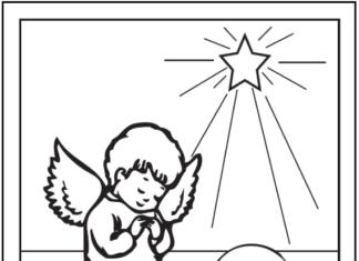 Aniołek z dzieciątkiem obrazek do drukowania