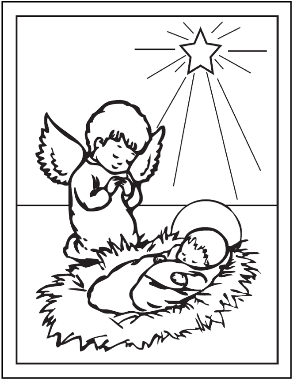 Aniołek z dzieciątkiem obrazek do drukowania