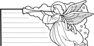 Karta s obrázkem anděla k vytištění