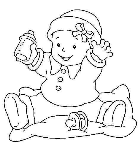 Dítě a láhev mléka obrázek k vytisknutí