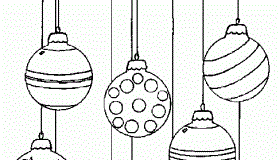 Immagine stampabile di una varietà di disegni di baubles per l'albero di Natale