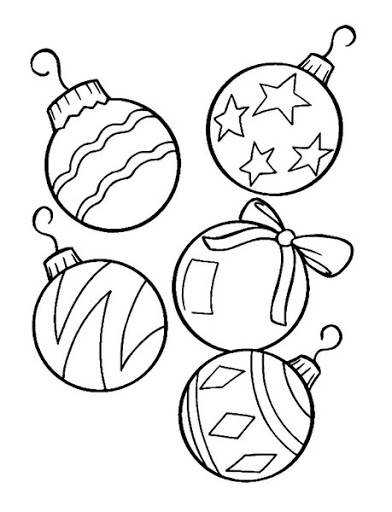 Christmas tree baubles in simple patterns picture to print