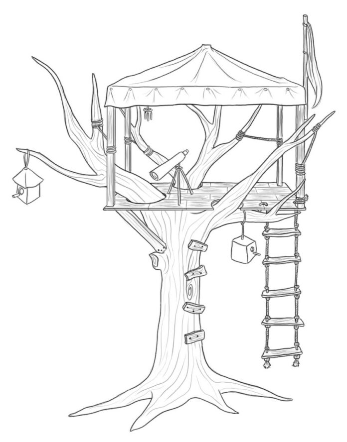 domček na strome obrázok na vytlačenie