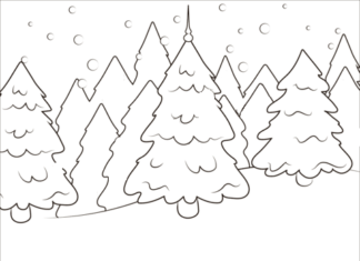 Alberi di Natale nella foresta immagine stampabile