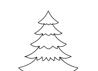 Pinta los adornos en la imagen del árbol de Navidad para imprimir