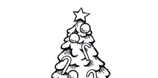 Cukrové tyčinky na vánočním stromku obrázek k vytisknutí