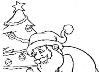 Geschenke vom Weihnachtsmann unter dem Weihnachtsbaum Bild zum Ausdrucken