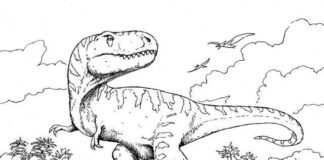 Obrázek lovu dinosaurů k vytištění