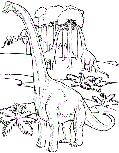 Dinozaur z długą szyją obrazek do drukowania