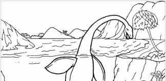 Plávajúci dinosaurus obrázok na vytlačenie