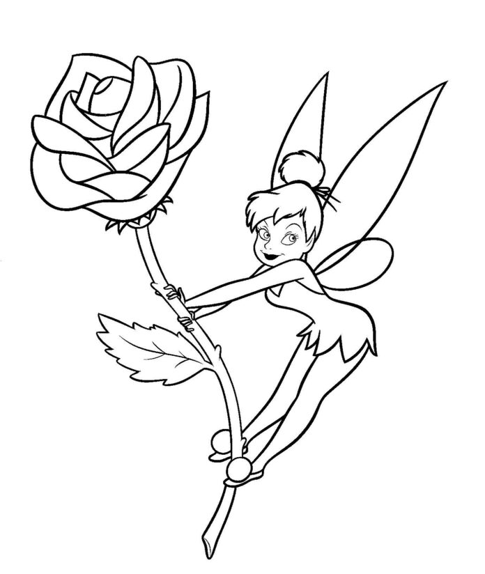 Tinker Bell and the Flower coloring picture