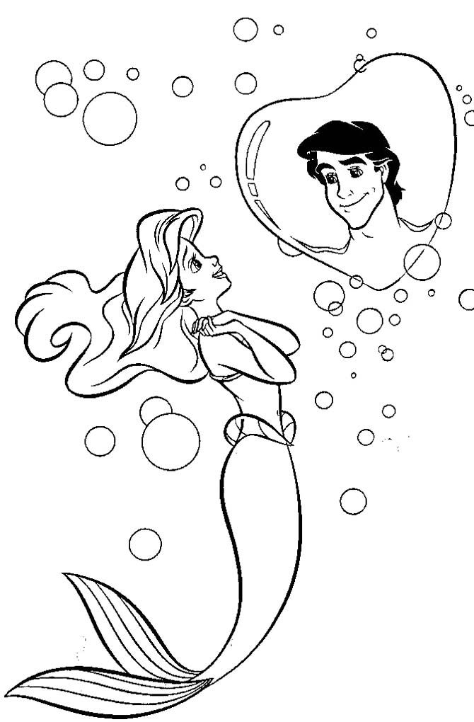 Den lille havfrue Ariel og Erik - et billede til udskrivning