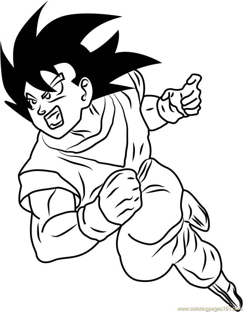 Goku sorridente para colorir