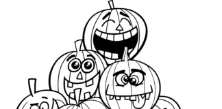 Pumpkins and their funny faces picture to print