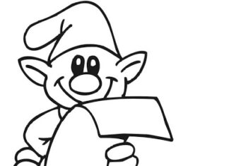 Elf czyta listy od dzieci obrazek do drukowania