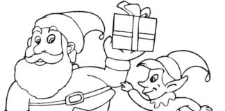 Elf und Weihnachtsmann druckbares Bild